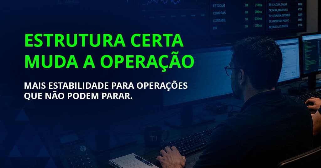 Equipe de TI monitorando ambiente corporativo de ERP em operação crítica.